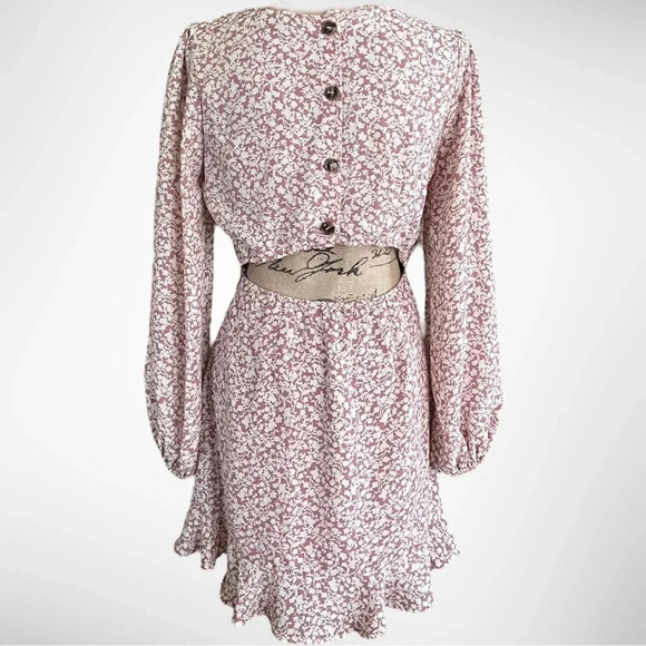 LULU’S Blooming Darlin' Mauve Floral Print Ruffled Mini Dress Small‎ | EUC - Picture 5 of 9